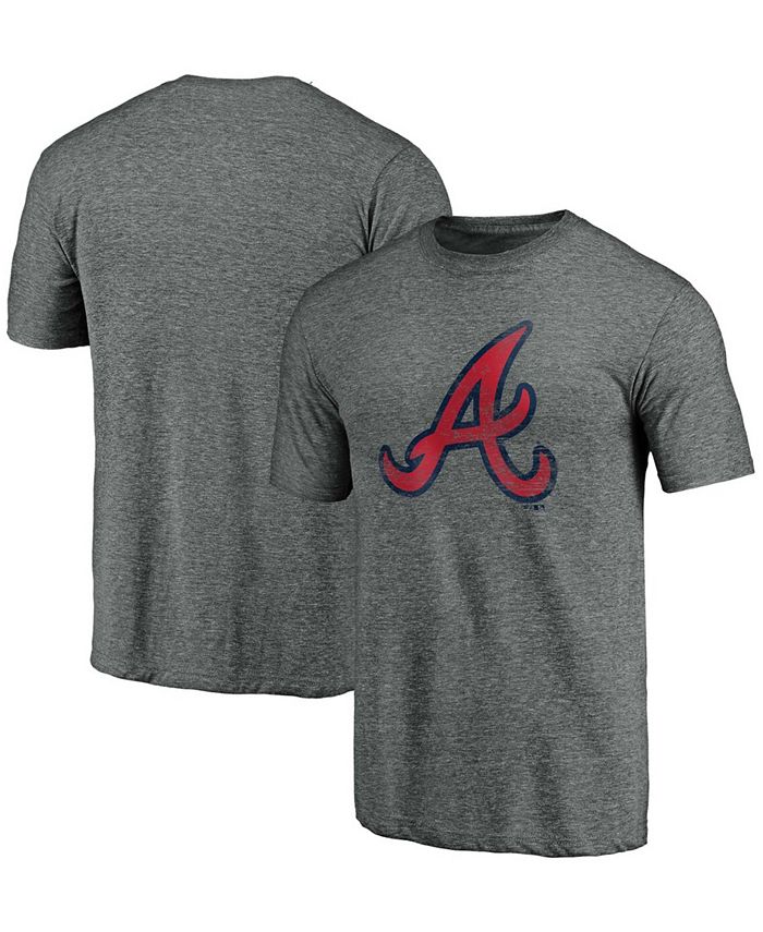 Men's Heathered Navy Atlanta Braves Distressed Team Tri-Blend T-Shirt