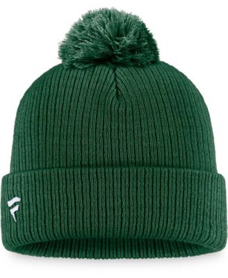 Men's Green Minnesota Wild Core Primary Logo Cuffed Knit Hat with Pom