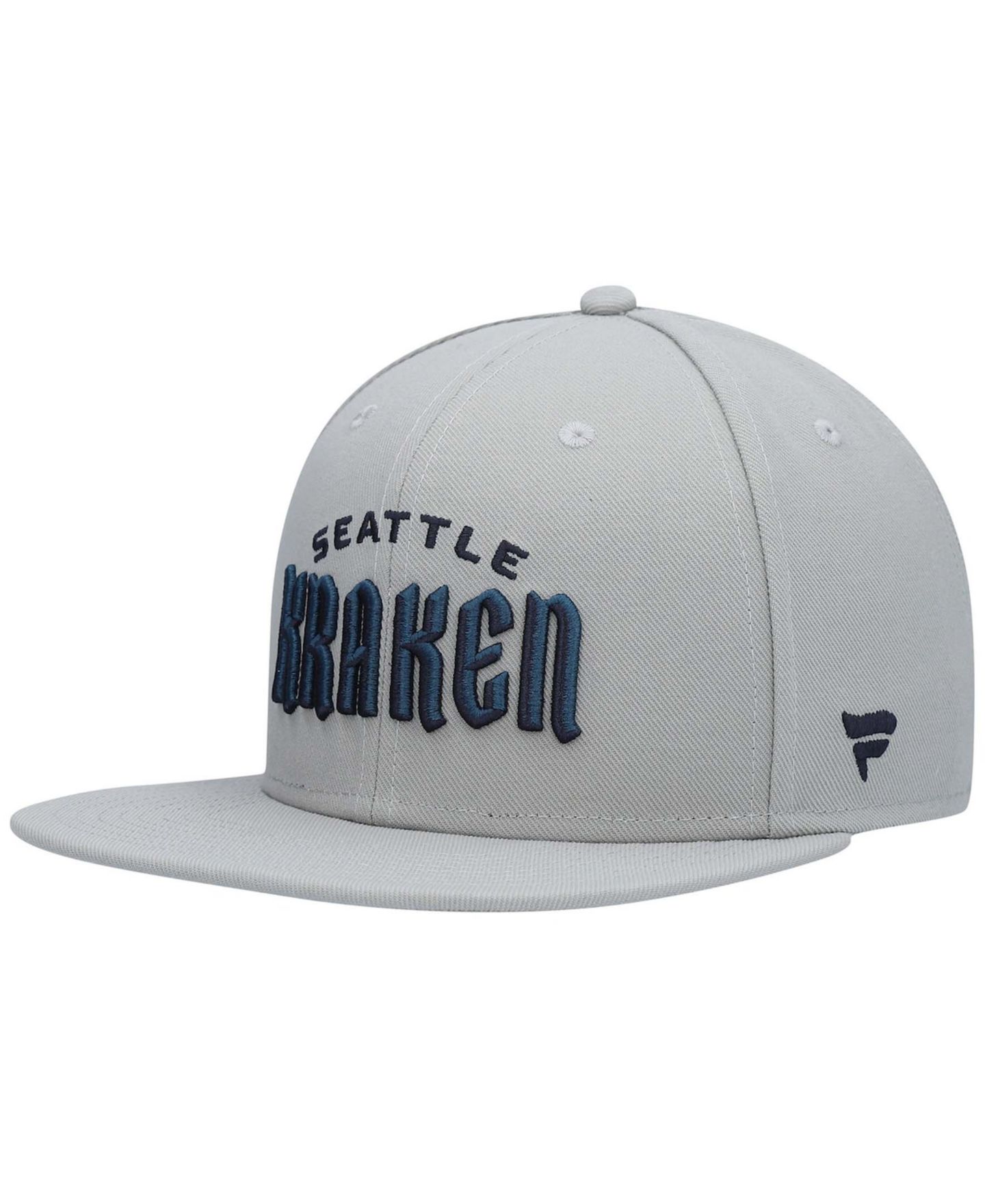 Мужская кепка Fanatics Gray Seattle Kraken Wordmark Logo Snapback Hat — фото 2