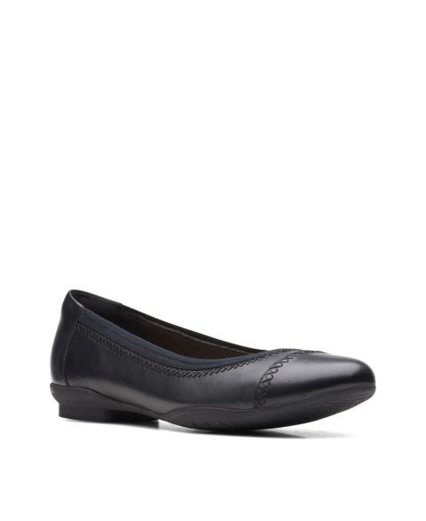 Женские балетки Clarks Collection Sara Bay, цвет: Чёрный кожаный