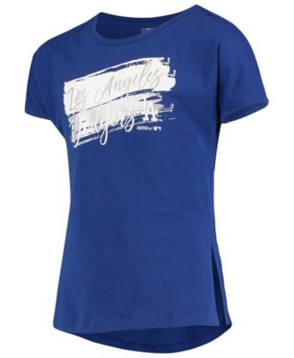 Big Girls Royal Los Angeles Dodgers Brush Stroke Dolman T-shirt