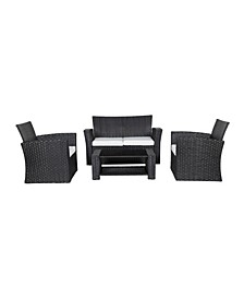 Outdoor Patio Conversation Sofa Set with Cushions, 4 Piece
