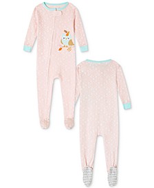 Baby Girls 1-Pc. Cotton Printed Owl Footie Pajama