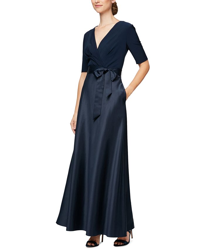 Alex Evenings Half Sleeve V Neck Gown Macy s