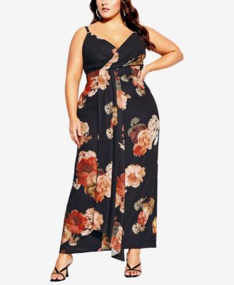 City Chic Trendy Plus Autumn Rose Maxi - Macy's