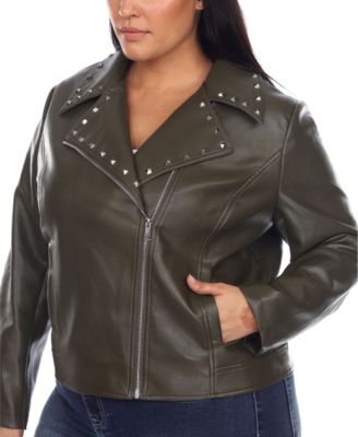 Plus Size Faux Leather Jacket