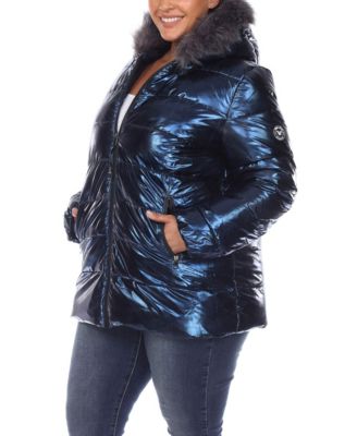 plus size metallic puffer coat