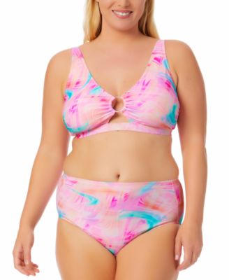 Salt Cove Plus Size Over The Shoulder Tie Dye Bikini Top Bikini Bottoms