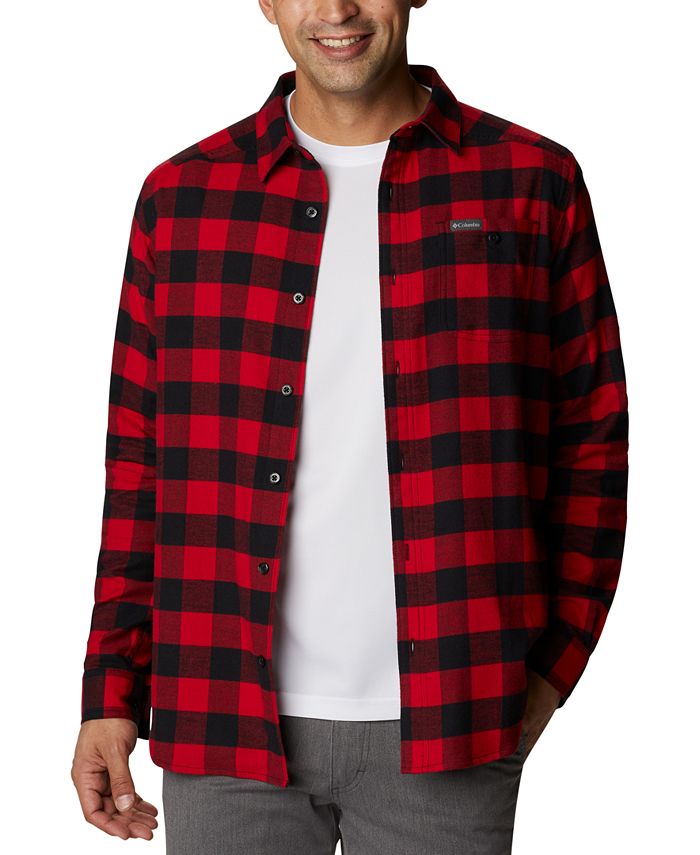 Men's Columbia Cornell Woods Flannel Long Sleeve Shirt, Medium, Red