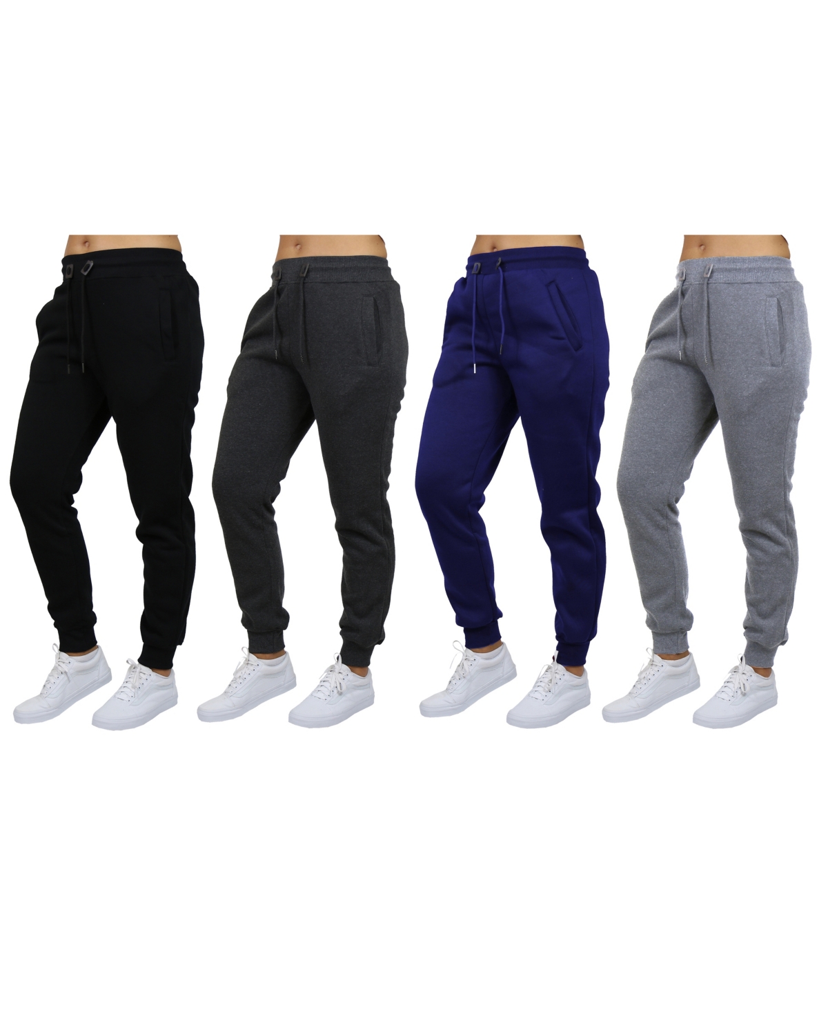 Galaxy By Harvic Women's Loose-Fit Fleece Jogger Sweatpants-4 Pack