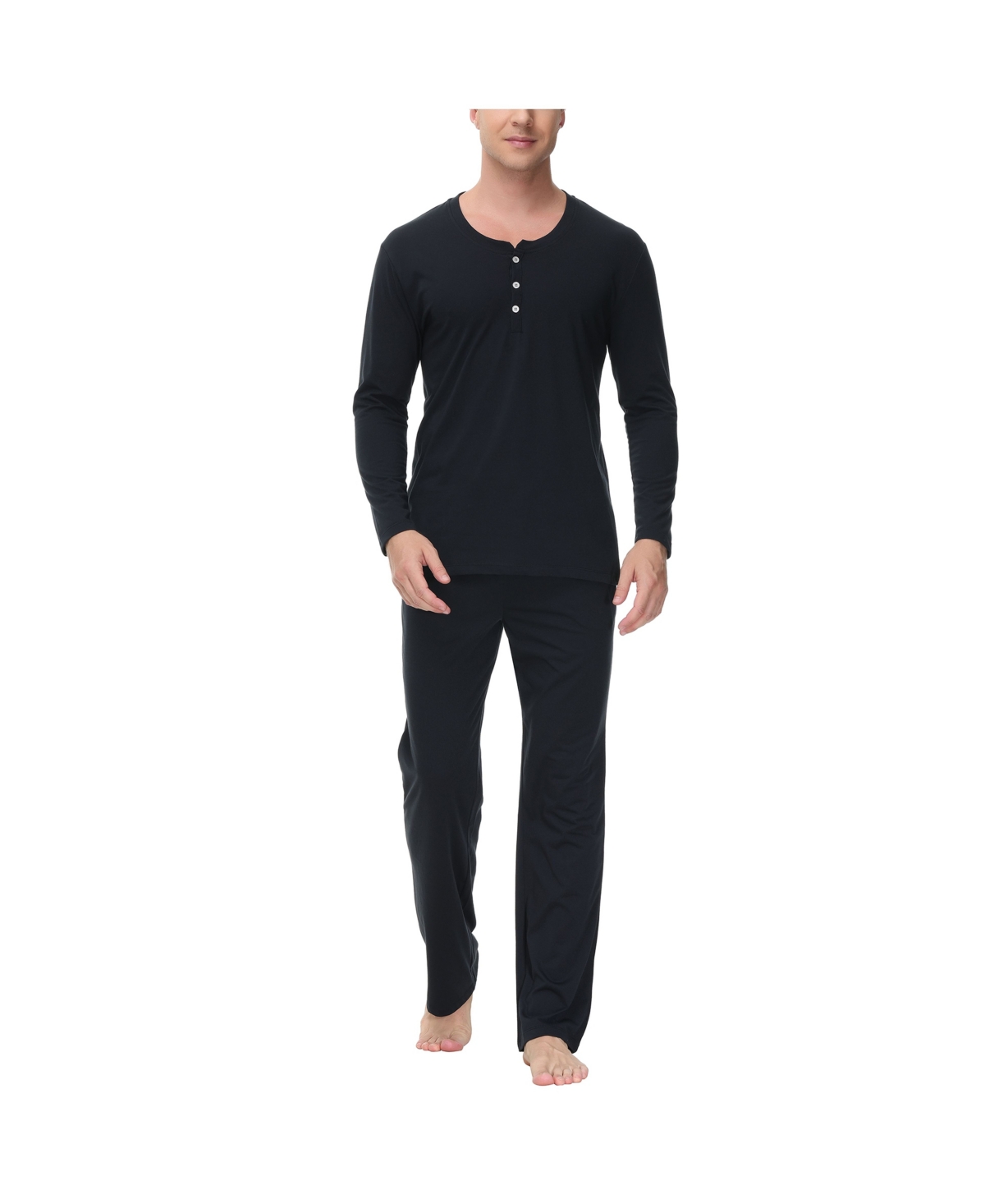 Men's Two Piece Henley Pajama Set - Red