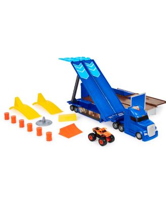 Official 2-in-1 Transforming Hauler Playset with Exclusive 1:64 Scale El Toro Loco Die-Cast Monster Truck Toy