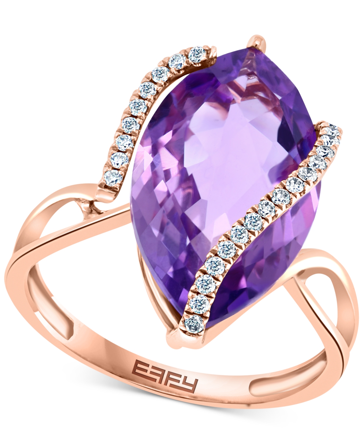 EFFY COLLECTION EFFY MARQUISE-CUT PINK AMETHYST (6-7/8 CT. T.W.) AND DIAMOND (1/8 CT. T.W.) WRAP RING IN 14K GOLD (A