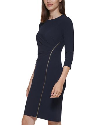 Calvin Klein Petite Asymmetrical Zip Front Dress Macy s