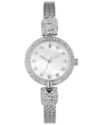 Photo 1 of Charter Club Women's Silver-Tone Crystal Bangle Bracelet Watch 30mm, 