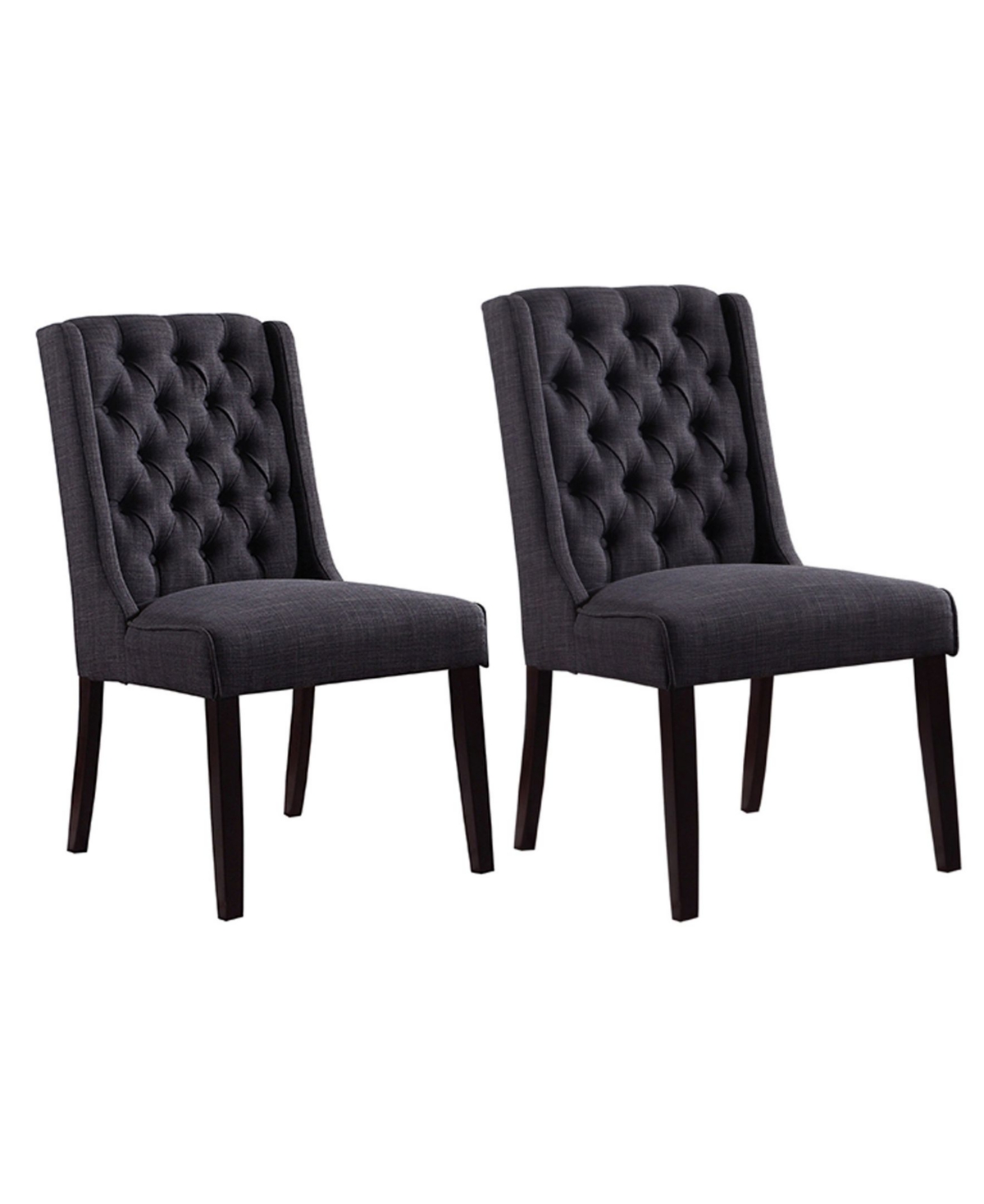 Best Master Furniture Newport Upholstered Side Chairs With Tufted Back, Set Of 2 In Charcoal