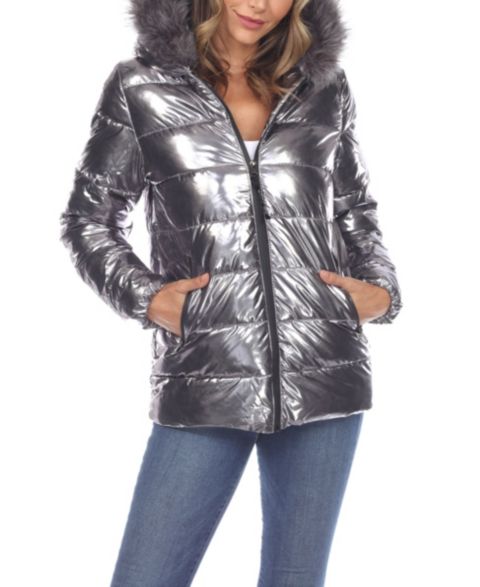 Женские худи White Mark Women's Metallic Puffer Coat With
