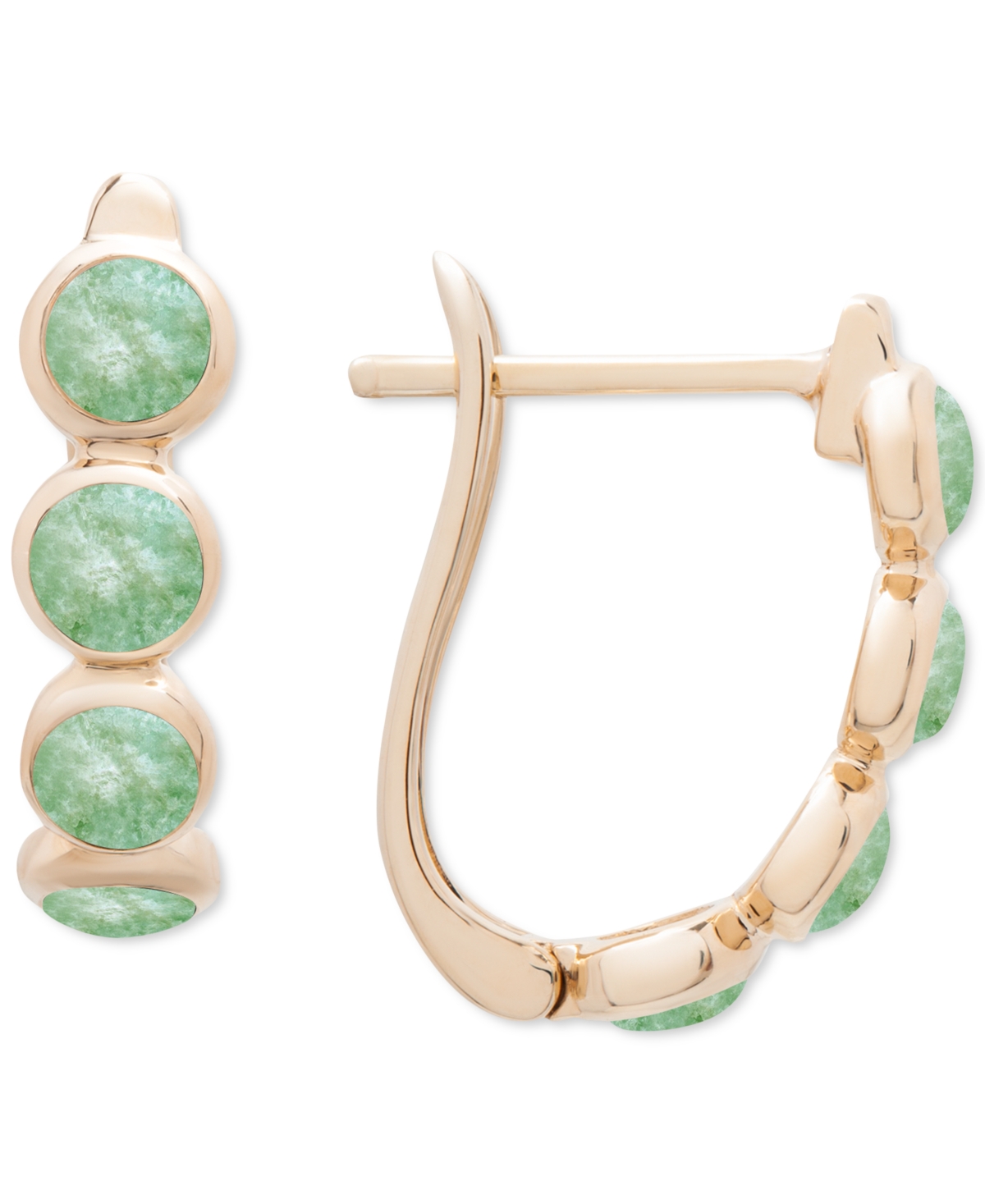 Onyx Leverback Hoop Earrings in 14k Gold-Plated Sterling Silver (Also Dyed Green - Jade