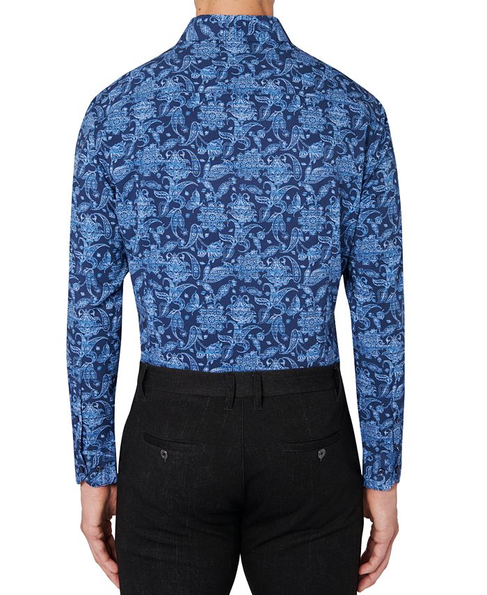 Tallia Men's SlimFit NonIron Performance Stretch Botanical Print Dress Shirt Macy's