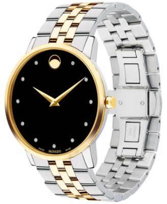 Men's Swiss Museum Classic Diamond-Accent Two-Tone PVD Stainless Steel Bracelet Watch 40mm