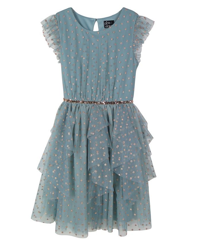 Macy's rose gold sequin dress top
