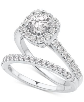 Macy's - Diamond Halo Bridal Set (1-1/2 ct. t.w.) in 14k White Gold