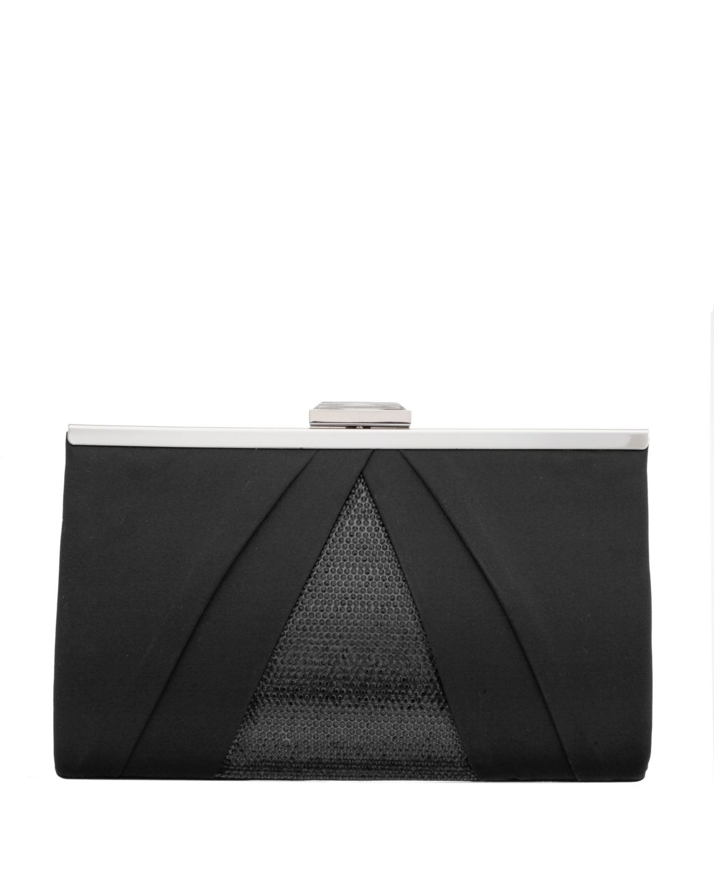 Женский клатч Nina Pleated Stain Crystal Frame Clutch, цвет: Чёрный — фото 1