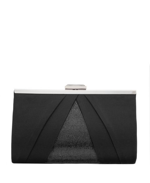 Женский клатч Nina Pleated Stain Crystal Frame Clutch, цвет: Чёрный