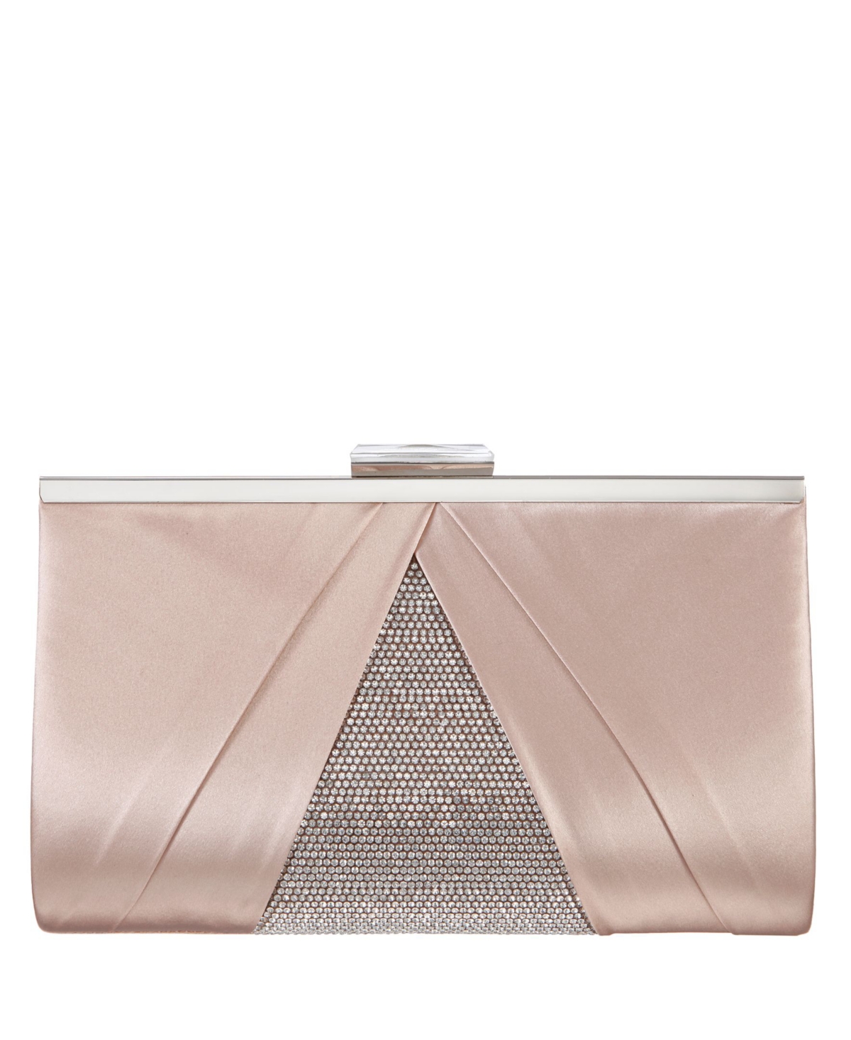 Women's Pleated Stain Crystal Frame Clutch - Sky Blue