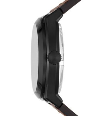 Men's Everett Brown Leather Strap Watch 42mm