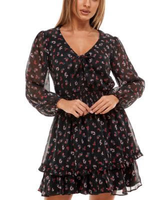 B Darlin Juniors' Floral Fit & Flare Dress - Macy's