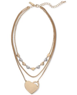 INC International Concepts - Two-Tone Heart Layered Pendant Necklace, 17" + 3" extender