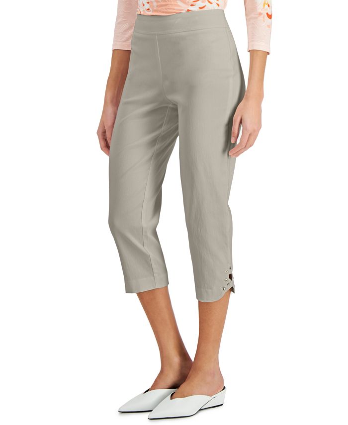 JM Collection Lattice-Hem Capri Pants, Created for Macy's - Macy's