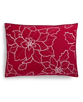 Martha Stewart Collection - Poinsettia Embroidered Standard Sham, Created for Macys