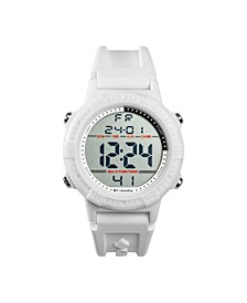 Unisex Peak Patrol White Silicone Strap Digital Watch, 46mm
