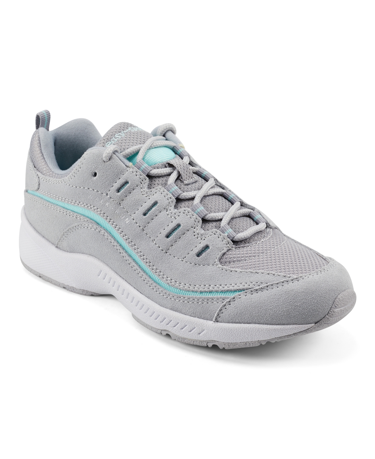 Shop Easy Spirit Women's Romy Round Toe Casual Lace Up Walking Shoes In Light Gray,light Blue
