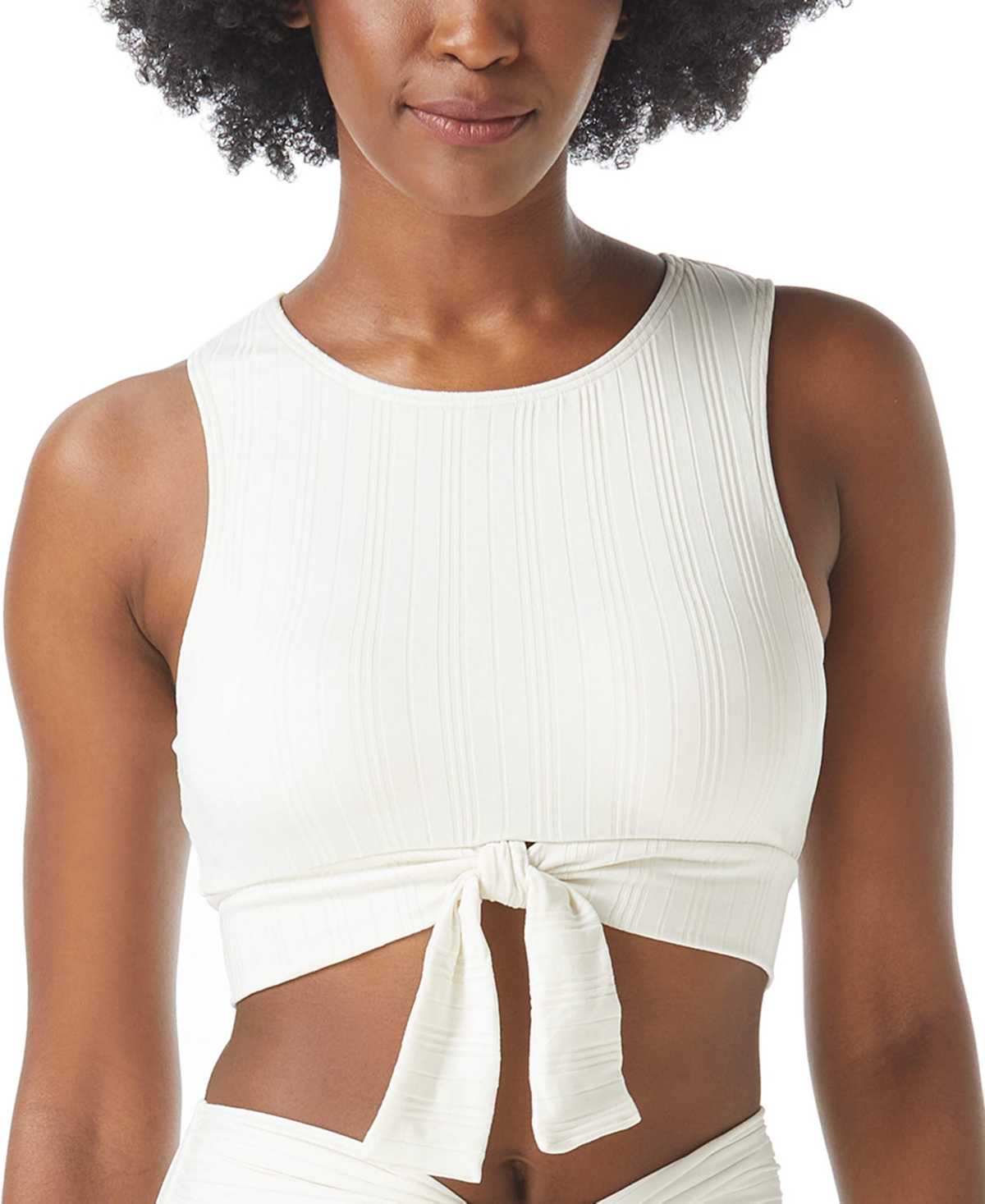 Vince Camuto Ribbed Tie-Front Bikini Top Women's Swimsuit