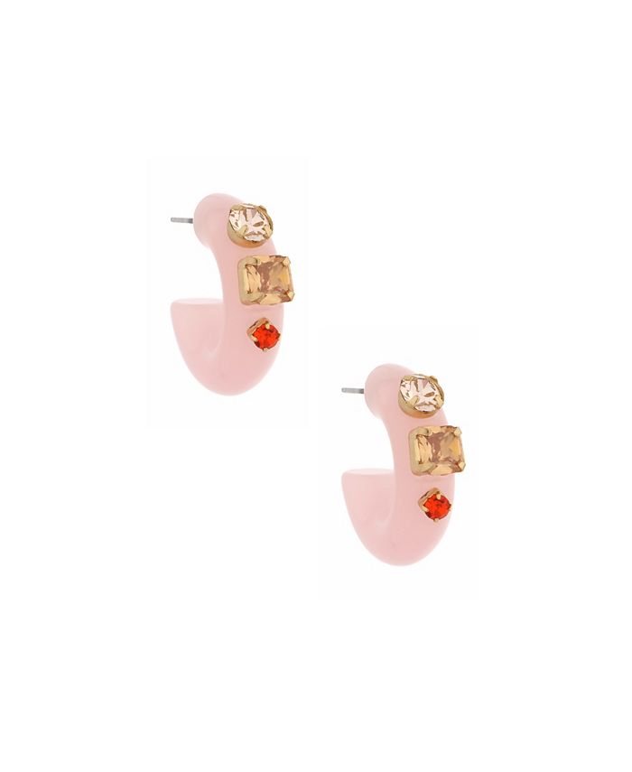 ETTIKA Jeweled Pink Resin Hoop Earrings Macy s