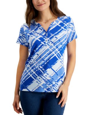 Karen Scott - Forrest Plaid Henley Top, Created for Macy's