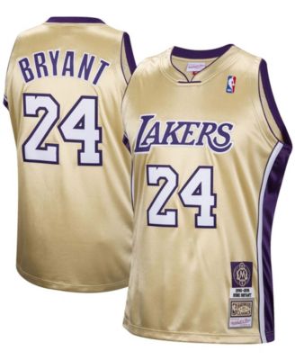 Lakers 24 Kobe Bryant Black Throwback NBA Jerseys Gold Number