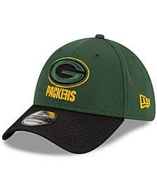 Men's Green,Black Green Bay Packers 2021 NFL Sideline Road 39THIRTY Flex Hat