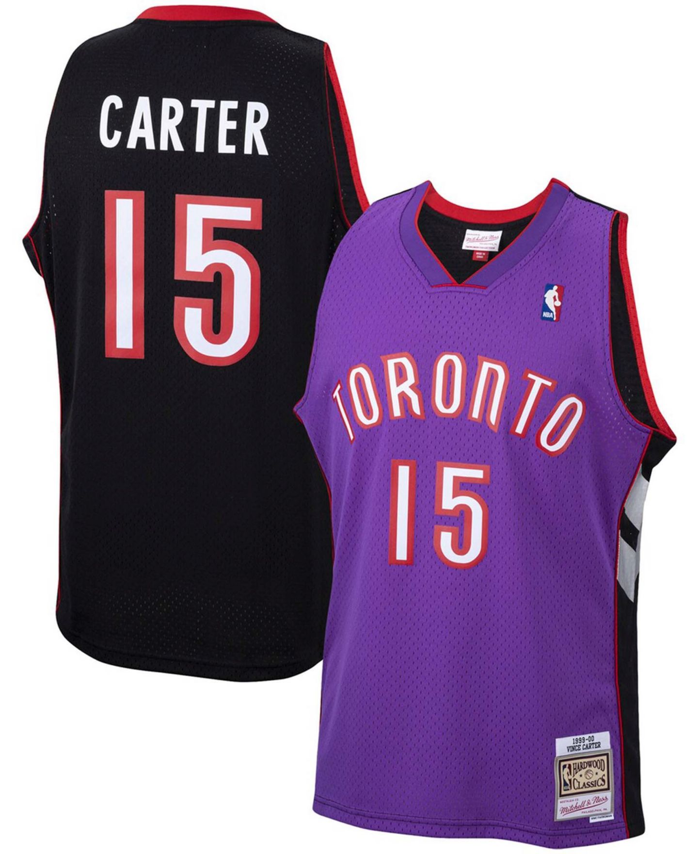 Мужской топ Mitchell & Ness Vince Carter Purple Toronto Raptors 1999-2000 Hardwood Classics Swingman Jersey — фото 1