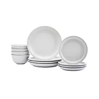 Deals on Tabletops Unlimited Farmhouse White 12-PC Dinnerware Set