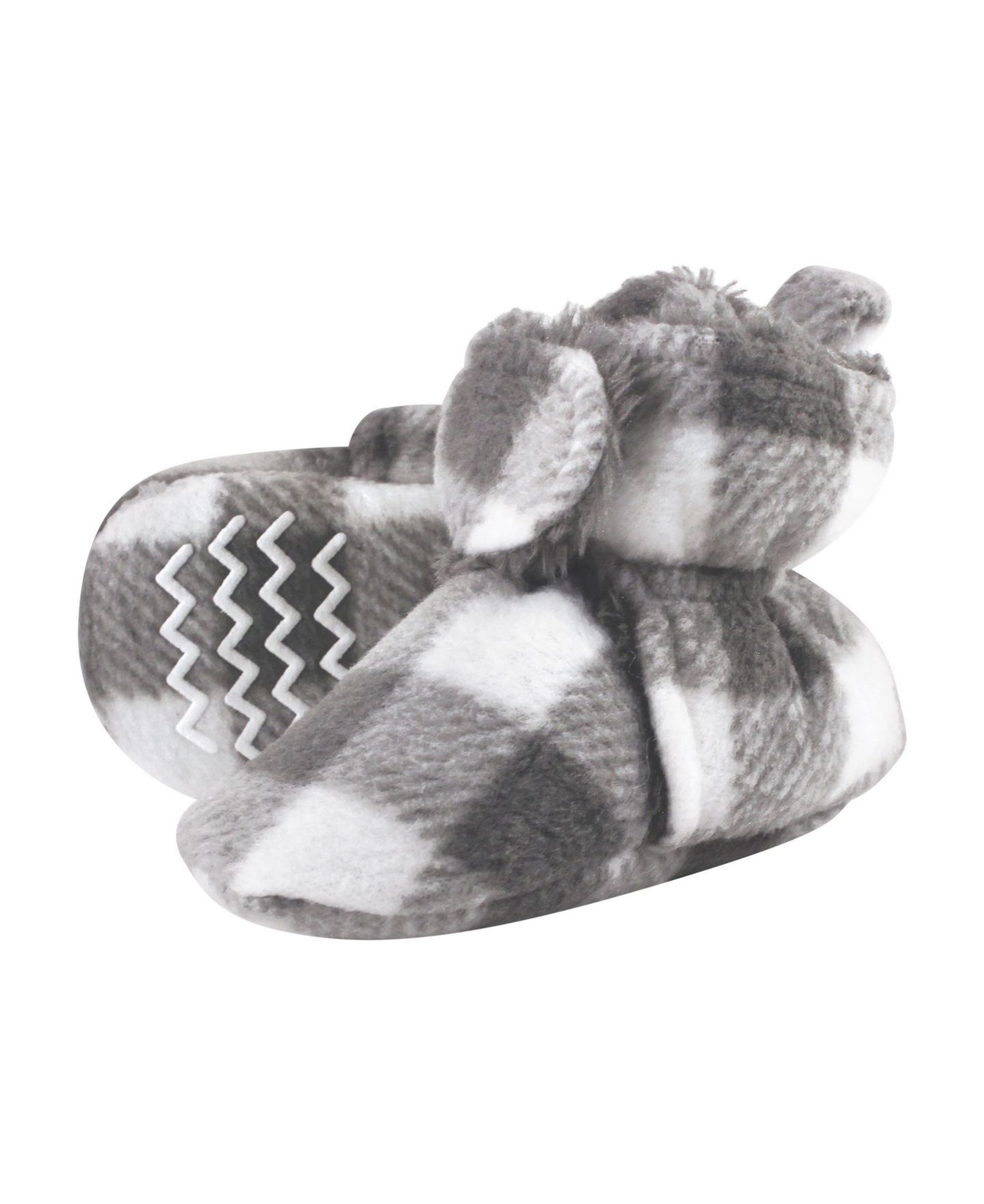 Обувь Hudson Baby Unisex Cozy Unisex Animal-Inspired Fleece Footwear Duo для мальчиков-малышей, цвет: Угольный серый белый клетчатый — фото 3