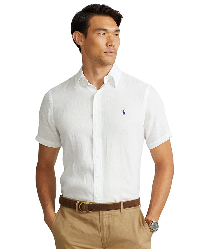 Buy DIVERSE Basic Short Sleeves Linen Shirt in Navy 2024 Online