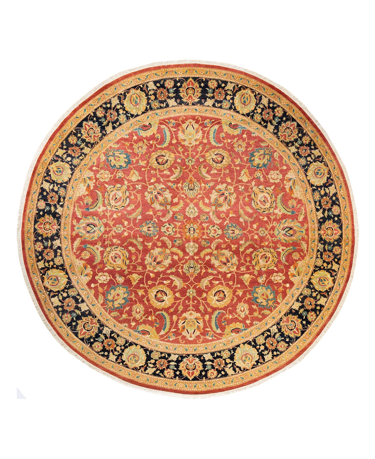 Closeout! Adorn Hand Woven Rugs Mogul M1624 9'1in x 9'1in Round Area Rug - Orange