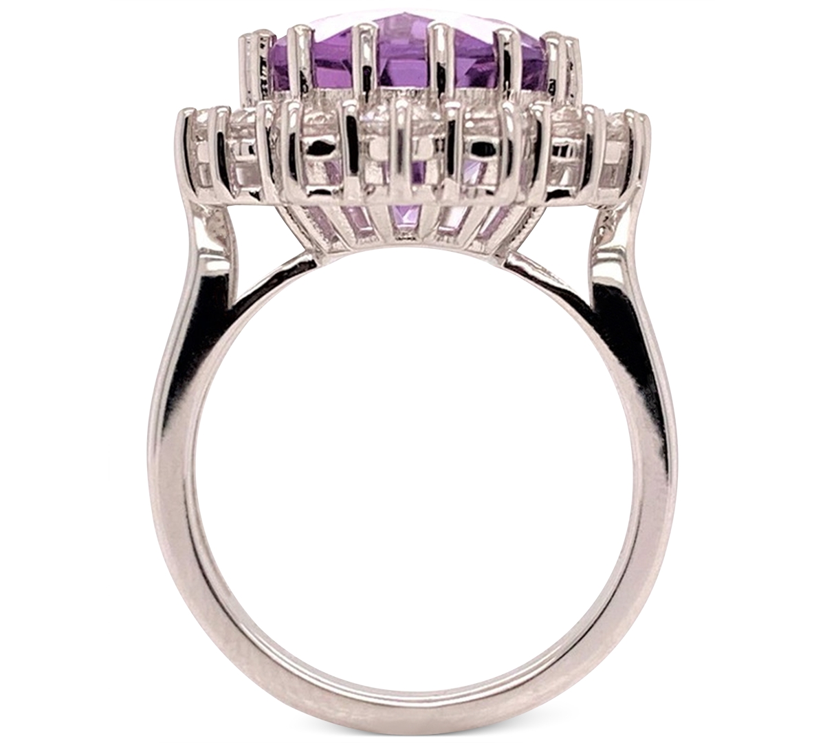 (10 ct. t.w.) & White Topaz (2 ct. t.w.) Oval Halo Ring in Sterling Silver (Also in Mystic Quartz & Green Quartz) - Amethyst