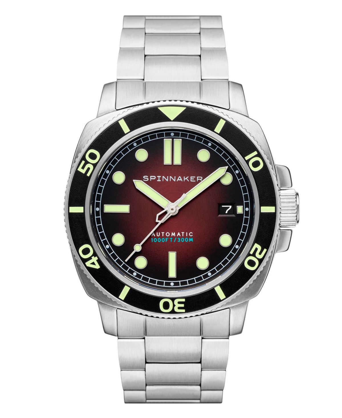 Men's Hull Diver Automatic Ombre Red with Silver-Tone Solid Stainless Steel Bracelet Watch 42mm - Ombre Red with Silver-Tone Solid Stainle
