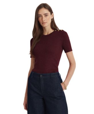 Lauren Ralph Lauren - Button-Trim Metallic Sweater