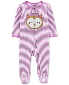 Baby Girls Owl 2-Way Zip Cotton Sleep & Play